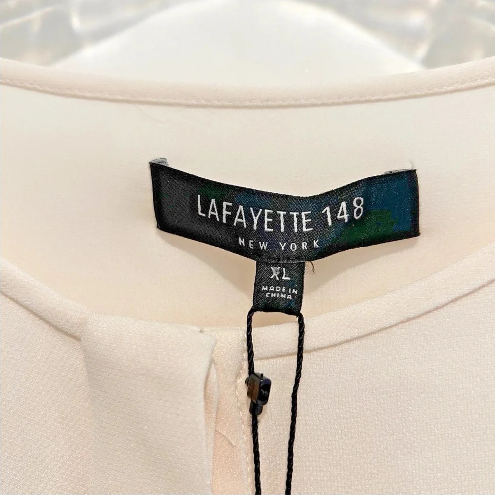 Lafayette 148 New York 100% Silk Pleated Shelia Bell Sleeve Blouse Size XL NWT - Picture 4 of 6